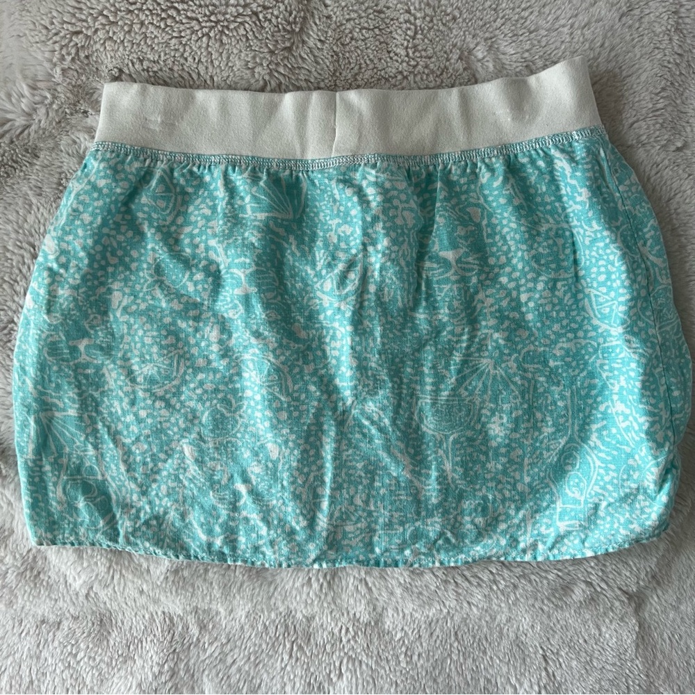 Lilly Pulitzer 100% Linen Hayden Pull-on Skirt Shorely Blue - Picture 4 of 9